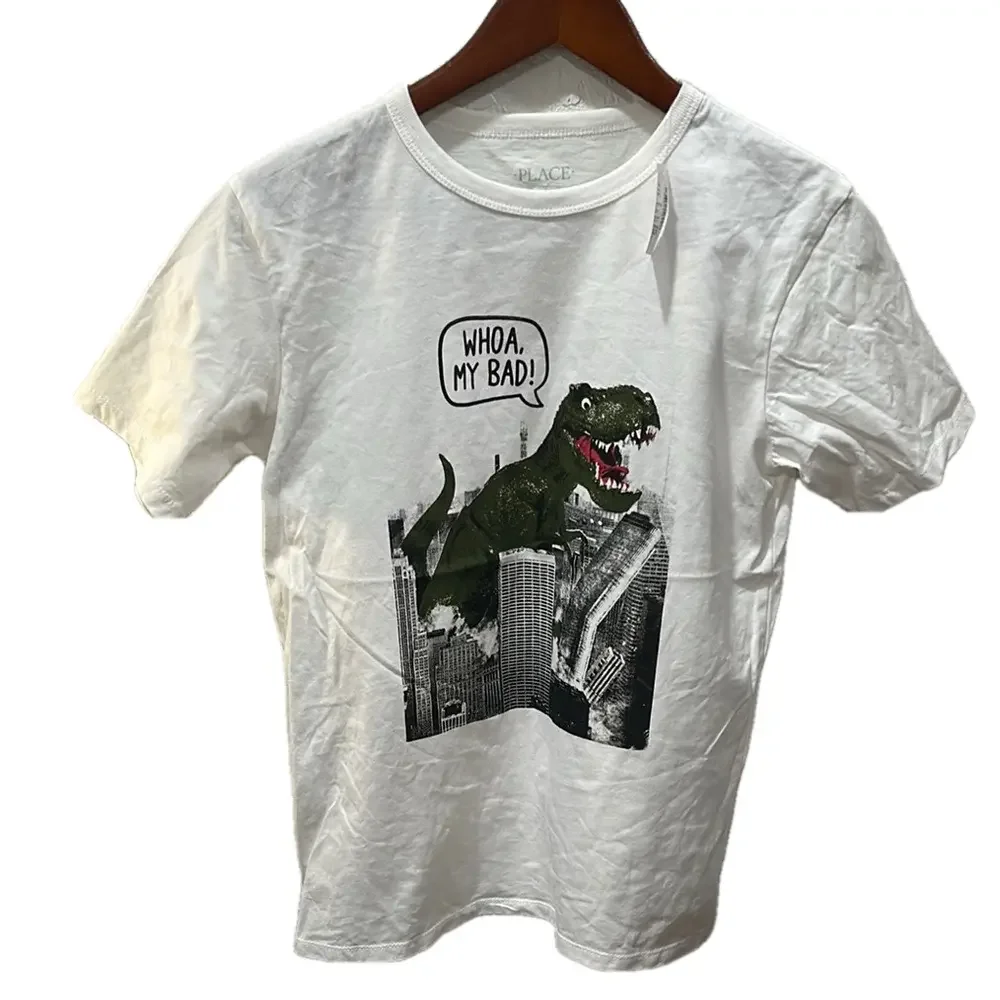 The children’s place Kids White Dinosaur Graphic T-Shirt size XL 14 NWT